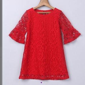 💕HP💕 Red Lace Bell-Sleeve Dress